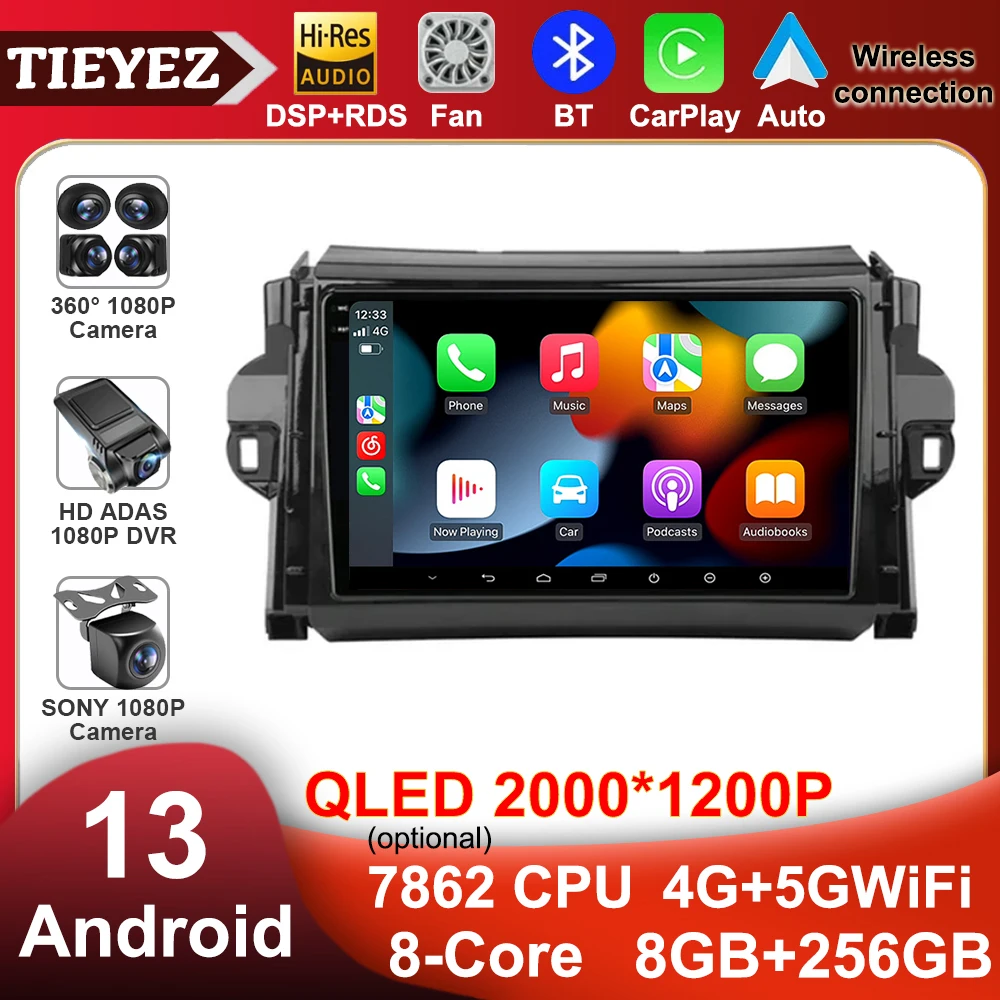 

9“ Android 13 For Toyota Fortuner 2 2015 - 2023 Carplay Auto 2 Din Car Radio Multimedia Video Player Stereo 4G GPS Head Unit DSP