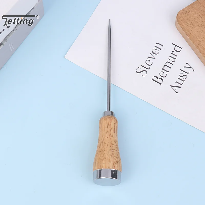 Ice Pick Ice Icing Breaker Wooden Handle Stainless Steel Ice Pick Punch Crusher Cocktail Stick Fruit Bar Kitchen Tool