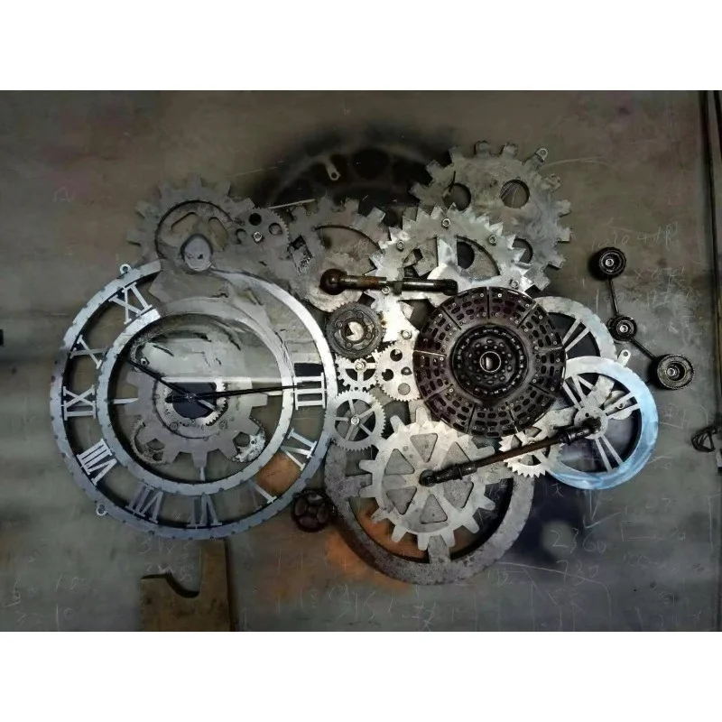 مخصص خمر لوفت بار النمط الصناعي شخصية الإبداعية الحنين ساعة ديكور والعتاد ديكور ساعة حائط #2