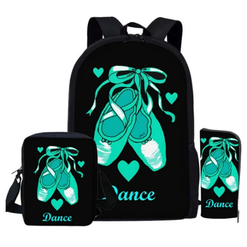 

Dance Ballet Shoes Dancer Backpack Set for Teenager Kids School Bag Student Bookbag Casual Daily Daypack Lunch Bag Pencil Case