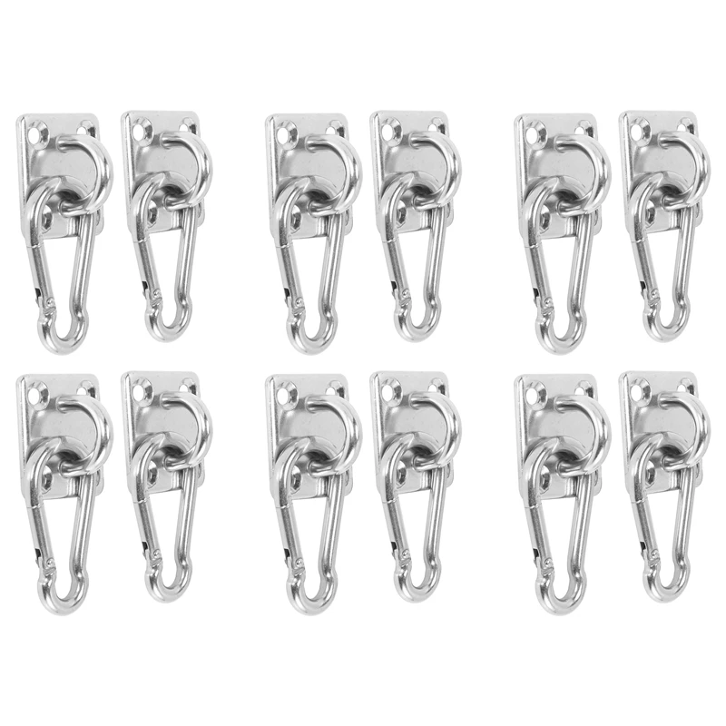 12 Sets Of Suspended Ceiling Wall Mount U-Shaped Hooks Stainless Steel Hammock Hook Metal Base Plate With Hook