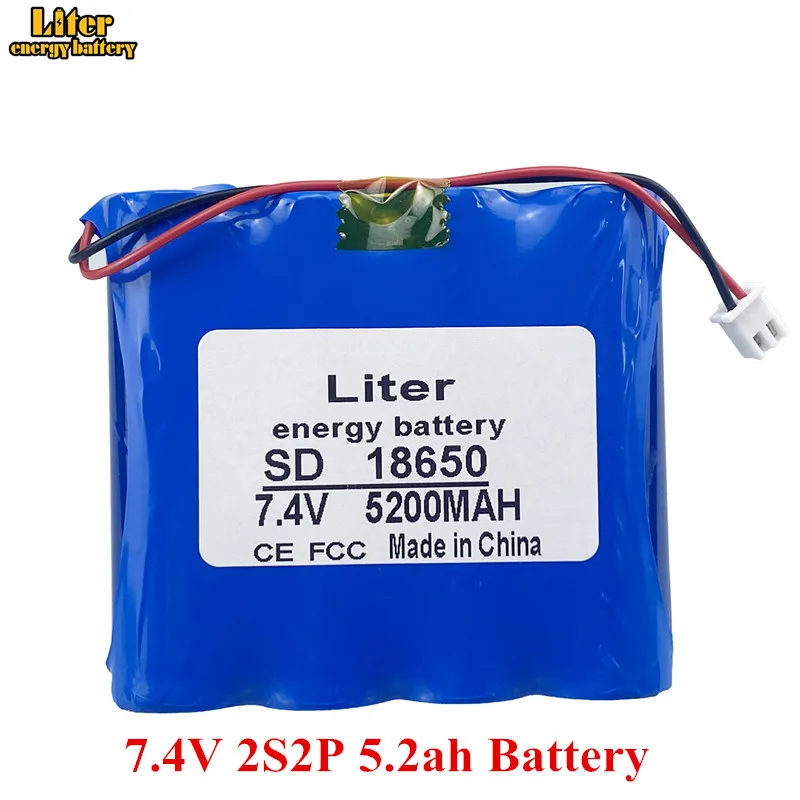 7.4V 18650 Lithium Battery Pack 2S2P 5.2ah 6ah 6.6ah  Fishing LED Light Bluetooth Speaker 8.4V Emergency DIY batteries with PCB