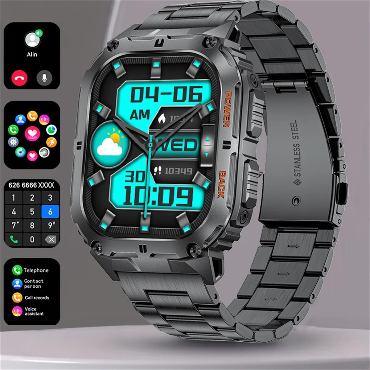 LIGE Smartwtach For Men 1.96 Inch Bluetooth Calling Watches Blood oxygen Monitor Smartwatch Man Sport  Waterproof Reloj Hombre