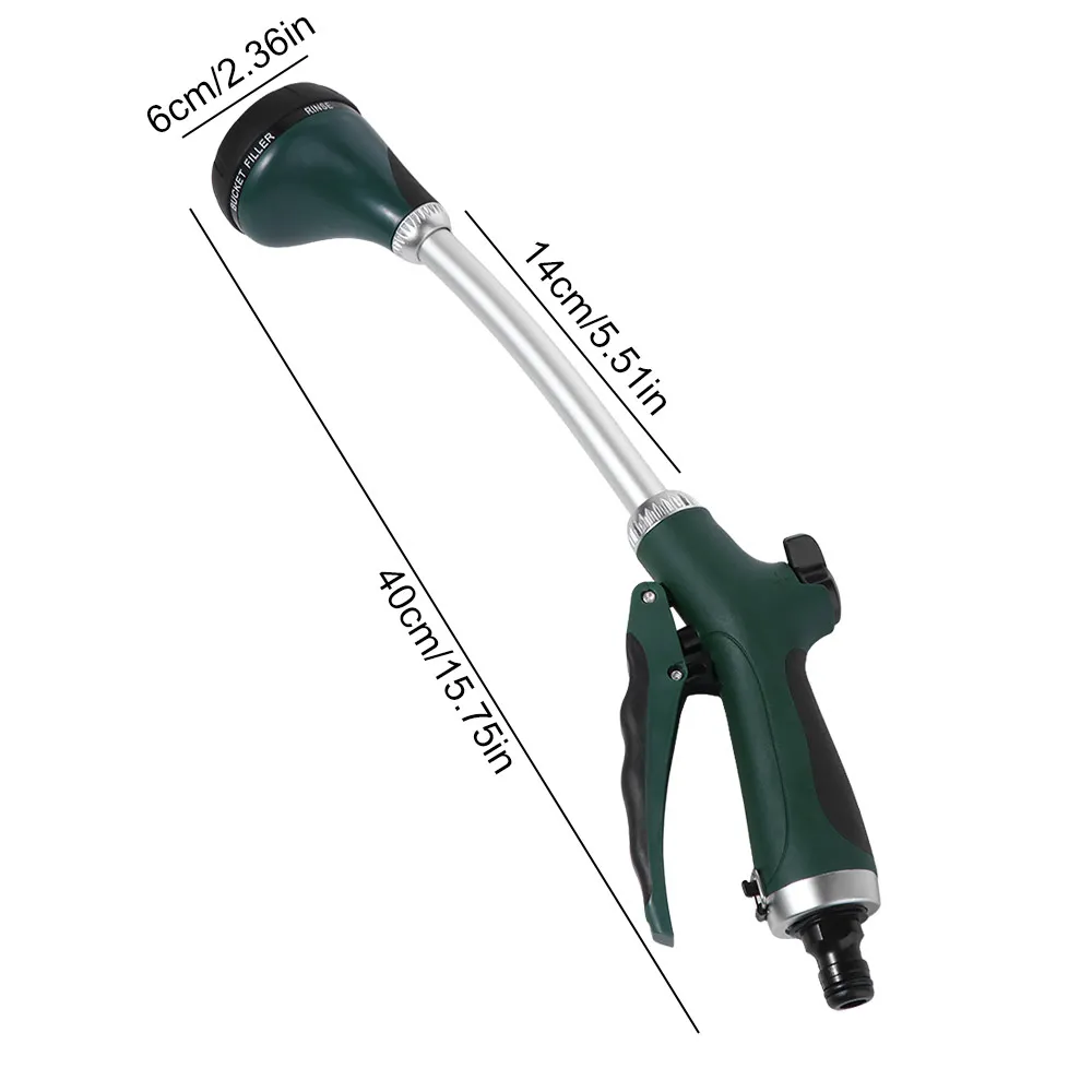 Long Handle Garden Hose Spray Showerhead 5 Spray Patterns Comfortable Grip Adjustable Spray Nozzle Rubberized Grip