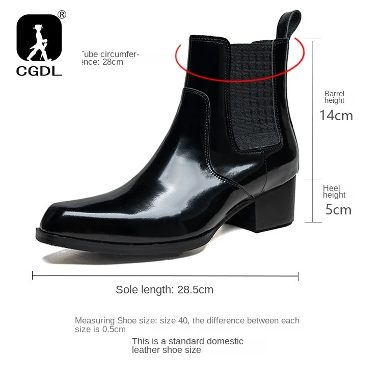 Autumn Winter New Mens 5 CM High Heels Warm Genuine Leather Ankle Boots Shoes Men Business Dress Work Boots Black Wedding Shoes