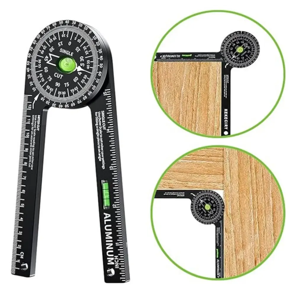

Metric/Inch Woodworking Angle Finder 360° Rotatable Horizontal Bubble Miter Saw Protractor Aluminum Alloy Durable