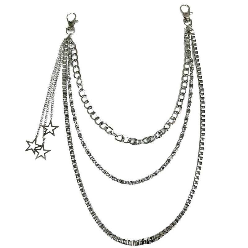Stern-Quasten-Metall-Taillenkette, Hosenkette, Kleidungsanhänger, Hosen-Jeans-Gürtel, Schlüsselanhänger, Kettenschmuck