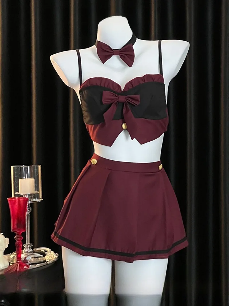 

College-Style JK Lace Pleated Skirt Sailor Uniform,Pure Sensual Sexy Maid Underwear,Seductive Date Lingerie for Women,Romantic