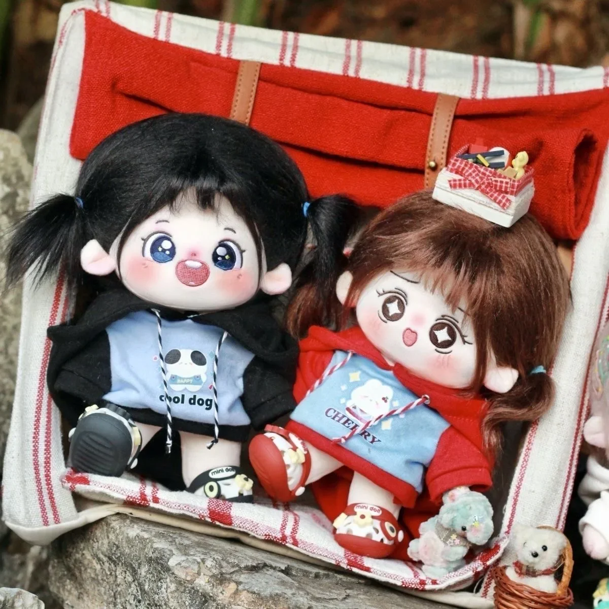 

Kawaii 10/20CM Doll Clothes Casual Style Handmade Cute Cherry Dog Tops Doll Hoodies Hats Doll Accessories Gift Toy