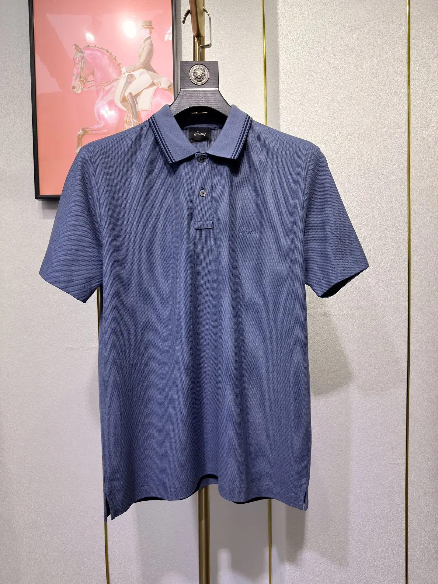Bri old money style men's business casual contrasting color lapel short-sleeved POLO shirt