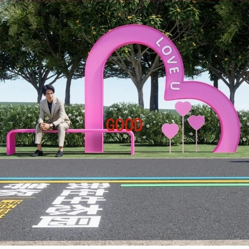 

Large ornament fiberglass sculpture sign love clock in shot