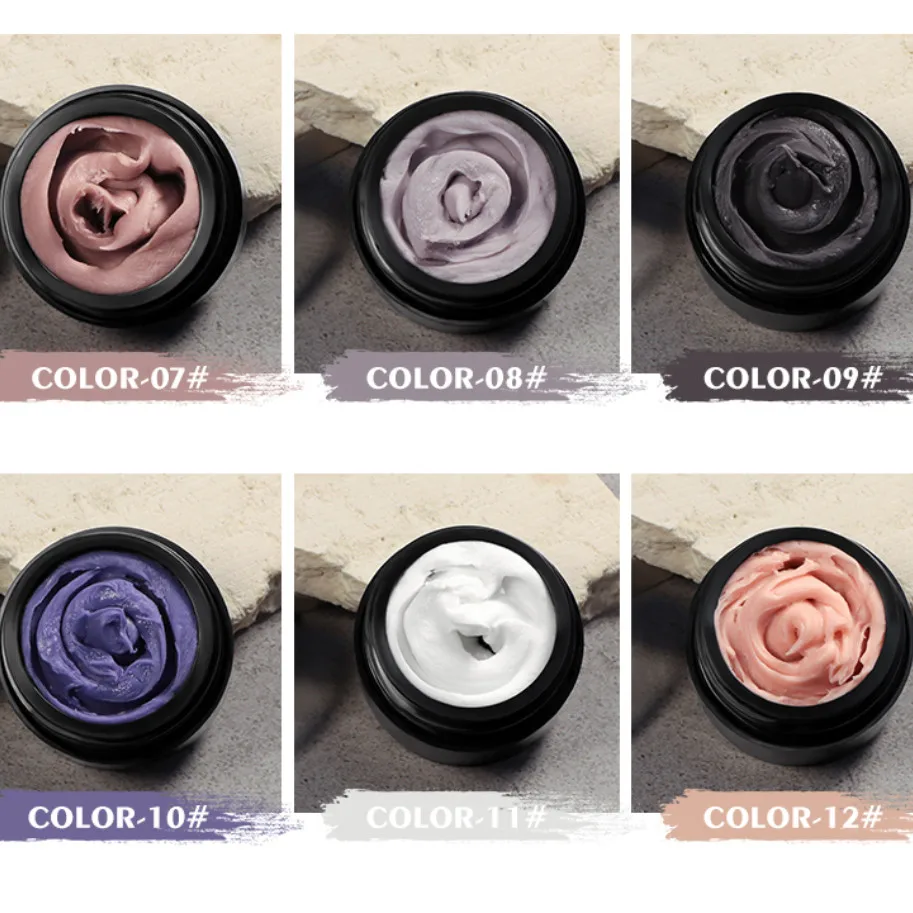 3-Dimensional plástico prego escultura cola, fototerapia escultura esmalte, goma de plasticina, cola alívio, 4D, 12 cores