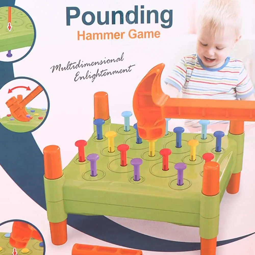 

Simulation Mallet Hammering Pounding Toy Educational Game Sensory Toddler Hammer Nails Toys Hand Eye Coordination Pounding Toy