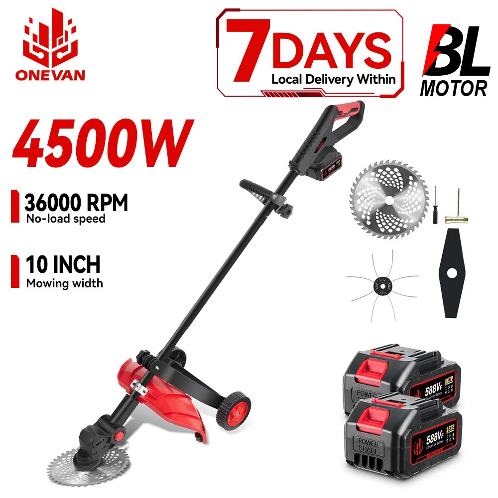ONEVAN 4500W puissance sans brosse 10 pouces tondeuse à gazon électrique 38000 tr/min sans fil outils de coupe de jardin pour Makita 18V batterie broche