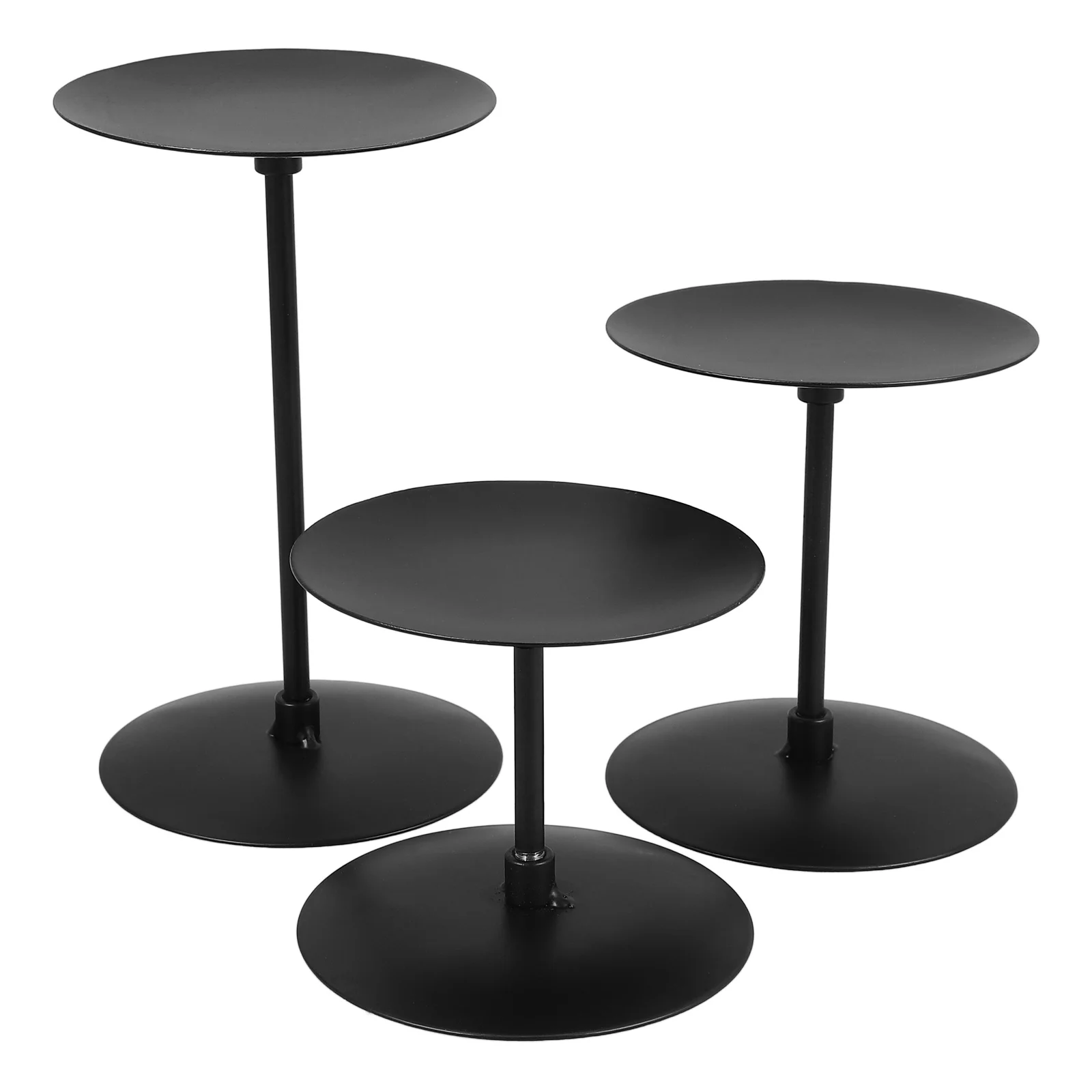 

3Pcs Black Pillar Holders Iron Minimalist Design Candlestick Set Fireplace Dining Home Decor Wedding Party Centerpiece