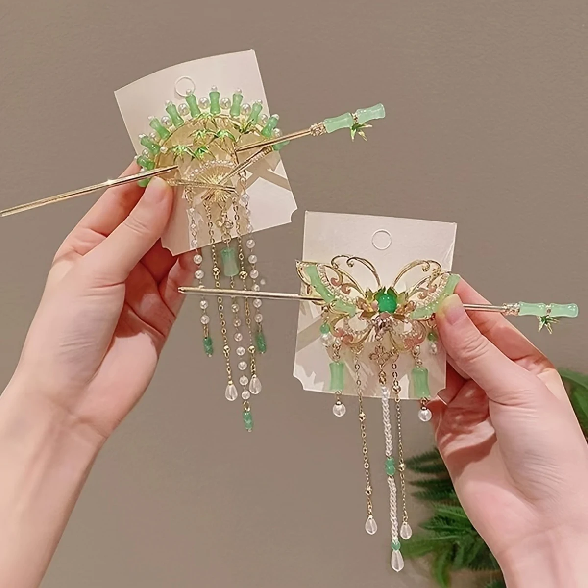 1pc Retro Chinese Butterfly Hairpin Elegant Resin Tassel Luxury Hairpin Suitable Festival Party Fashion Jewelry Hair Accessories