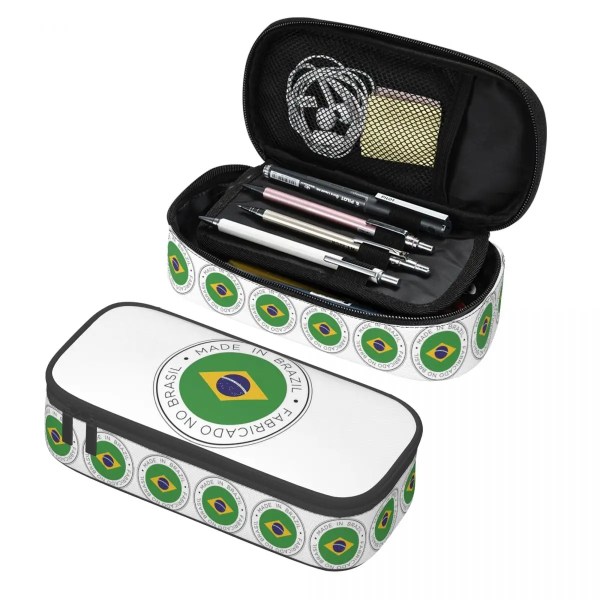

Пенал с бразильским флагом Бразилии, пенал для хранения канцелярских принадлежностей, большая вместительная коробка для ручек, сумка-карандаш для студентов