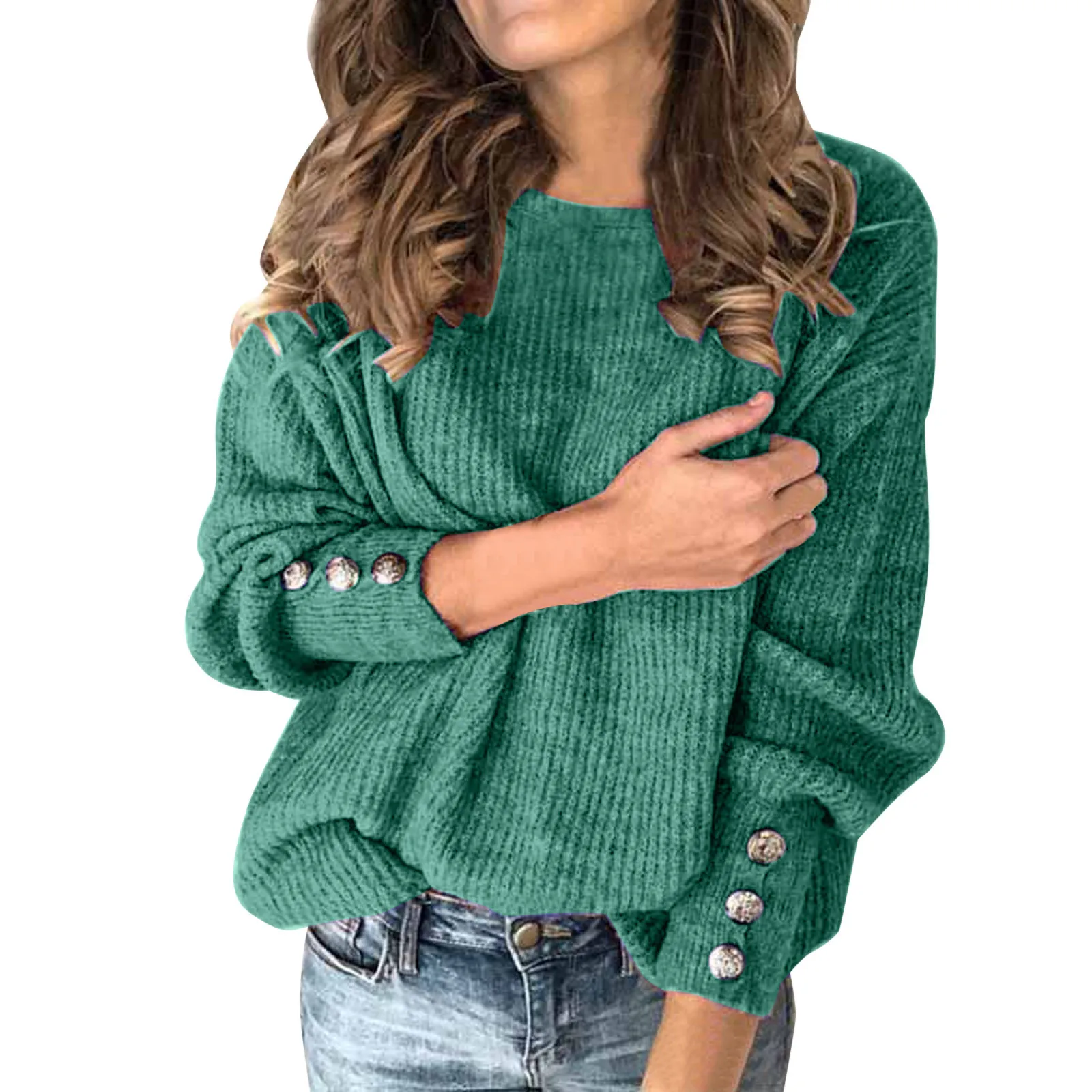 Fashion Women Solid Sweaters Top Bow Solid Buttons Long Sleeve Knitted Casual Sweater Warm Elegant Top Women Cropped Sweater