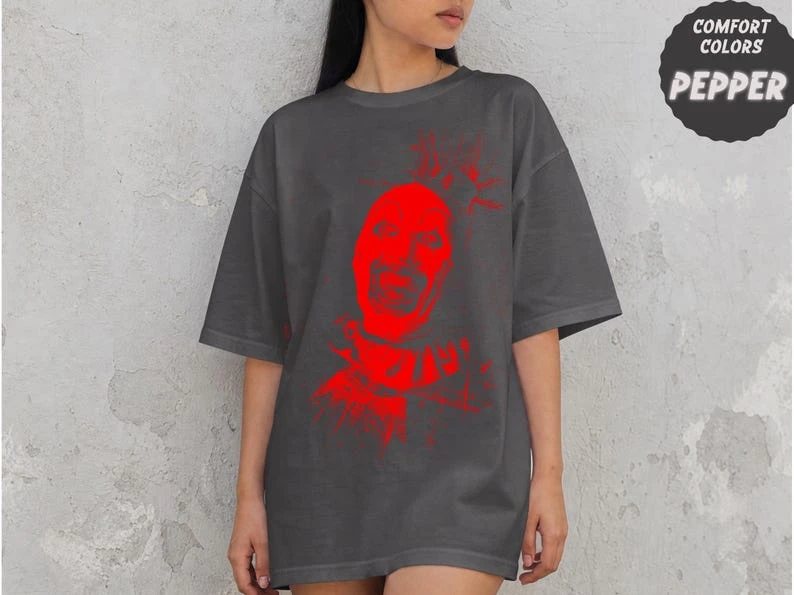 Scary Clown Red Ink T-Shirt Horror Graphic Tee Dark Circus Inspired Shirt Gothic Halloween Apparel Unisex Horror Fan Gift