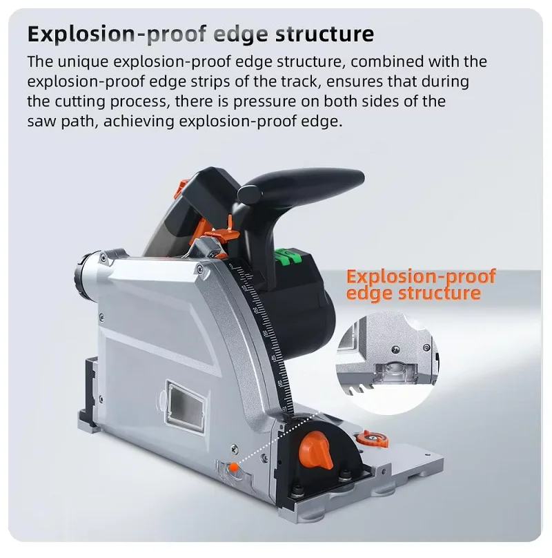Electric Track Saw with Guide Rail System Precision Wood Cutting Machine Adjustable Depth Circular Rail Saw for Woodworking Tool