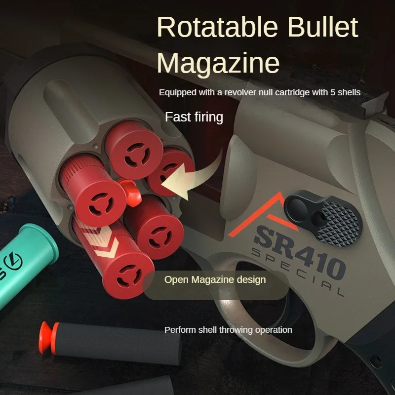 2024 muszla rzucająca karabin airsoftowy pistolet zabawkowy pianka wzmocniona rewolwer na zewnątrz miękki pocisk zabawka dla dzieci prezent