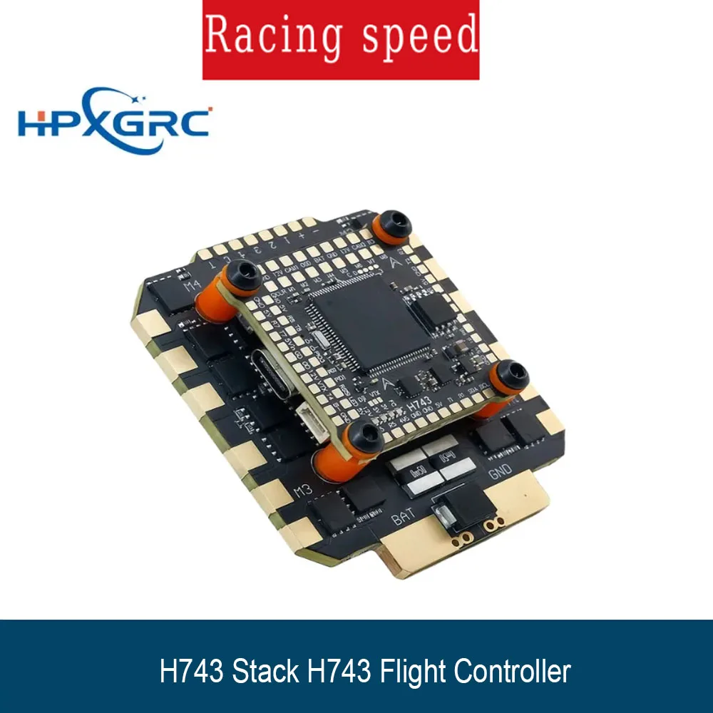 HPXGRC H743 Flight Controller Stack, BLHeli_32 80A/100A ESC 3-8S for FPV Racing Drone, ICM42688P Gyro