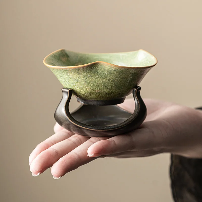 Colador de té Retro con cambio de horno, filtro integrado de cerámica de alta gama, infusor de té chino Kung Fu, accesorios para juego de té, herramienta de elaboración