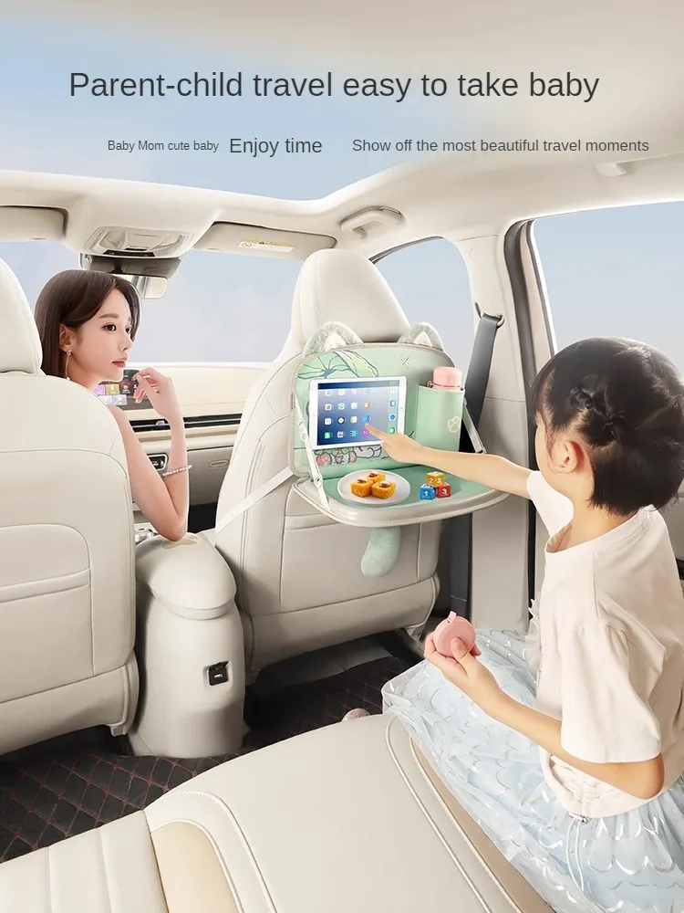 Car Back Seat Fokdable Table Board For Children Rear Dining Phone Water Cup Organizer Learning Chair Backseat Working Table