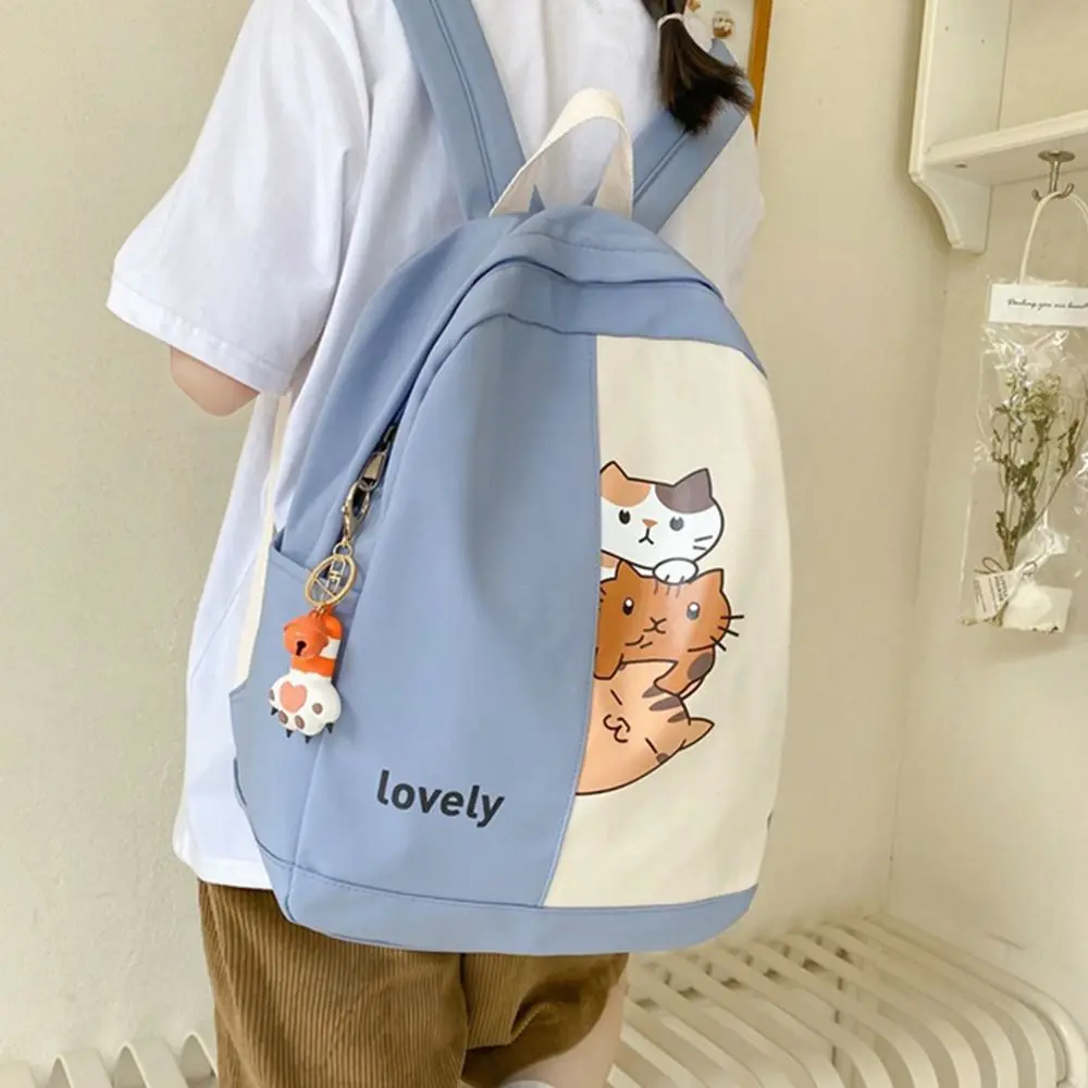 Fashion Lovely Students Backpack Cat Printed Fashion College Backpack Casual Nylon Students School Bags Female