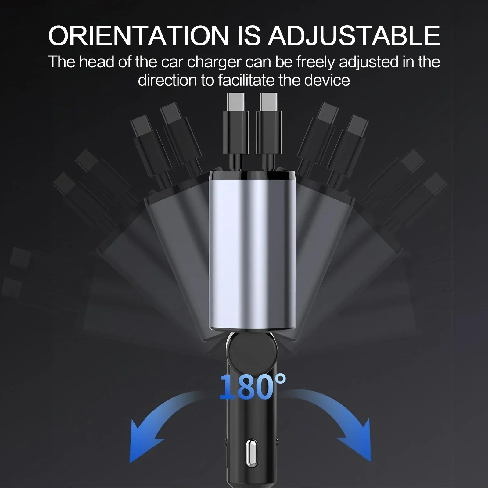 120W 超高速車載充電器伸縮ケーブル多機能シガーライタースプリッターデュアル USB 充電アダプター