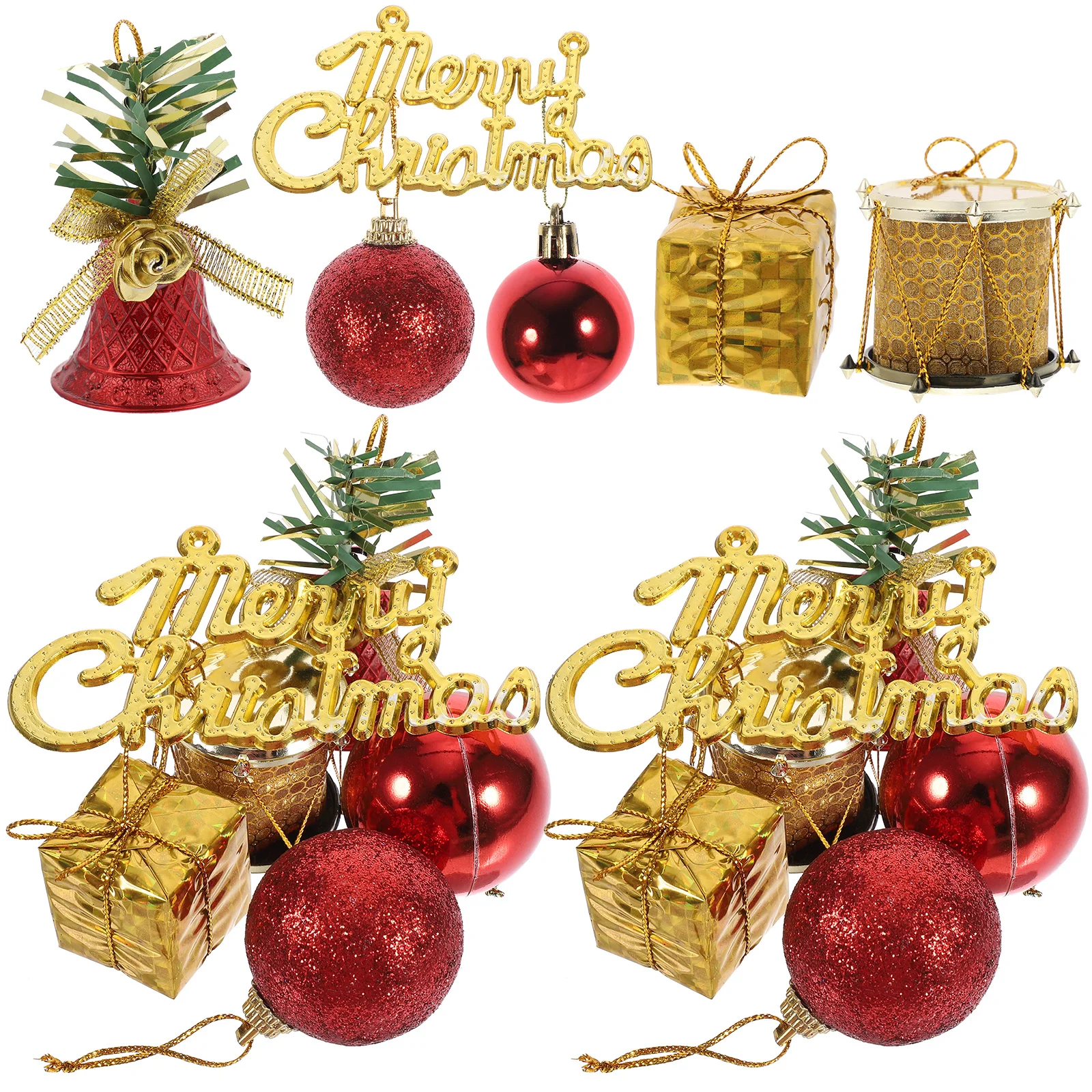 

32 Pieces Christmas Tree Ornaments Set Golden Red Balls Hanging Pendants Xmas Accessories