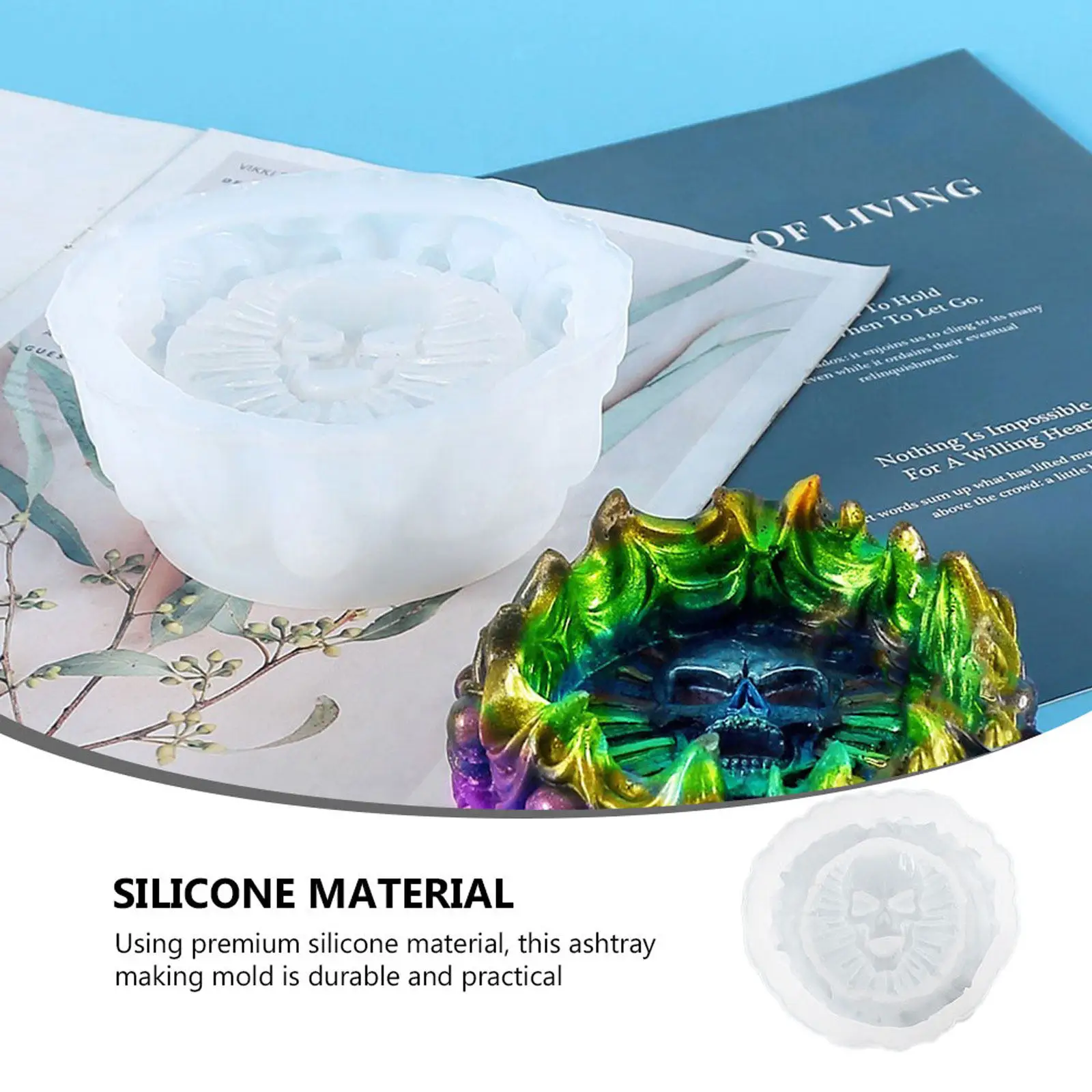 

1 шт. Премиальная гибкая силиконовая форма в виде черепа для DIY-поделок, инструмент для изготовления пепельниц, антипригарная, устойчивая к деформации, форма для литья из кристаллической смолы