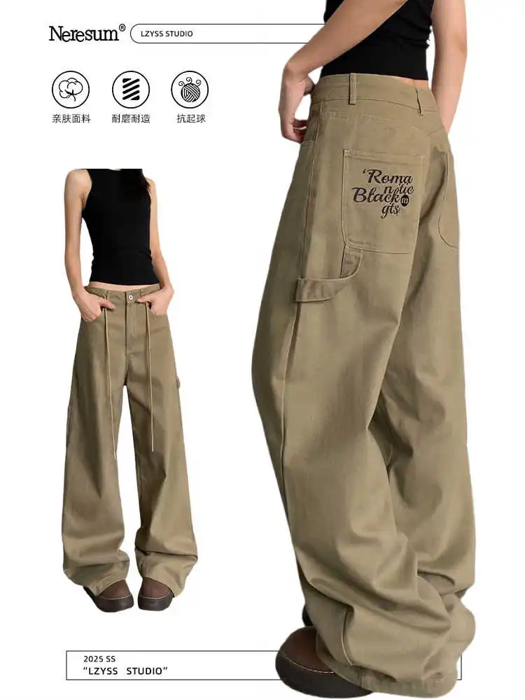 

Осень-зима 2022, женские винтажные джинсовые брюки-бойфренды с вышивкой, мешковатые широкие джинсы Clanfit Y2K, ковбойская уличная одежда в стиле Харадзюку