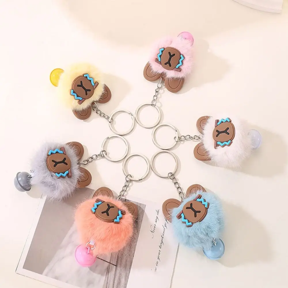 

Cute Rabbit Fur Capybara Fur Keychain Panda Hairy Bunny Key Ring Dog Sweet Fluffy Capybara Pendant Bag Charm