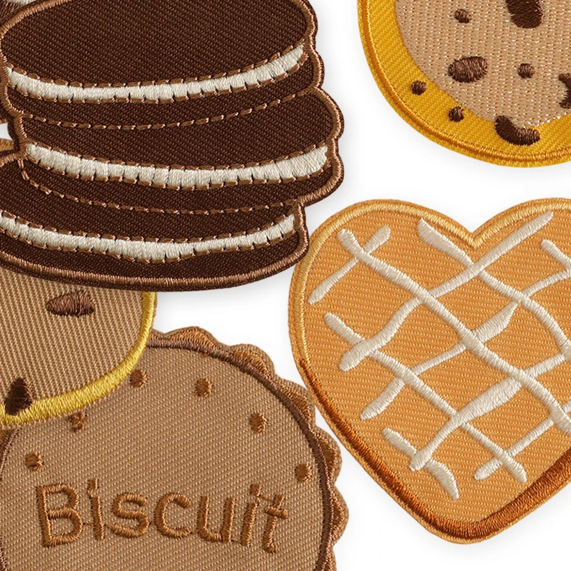 10 teile/los Lebensmittel Kekse Nette Patches Für Kleidung Pack Selbstklebende Kinder Eisen Auf Gestickte Jacke Outdoor Stoffe Diy Nähen – Detail 4