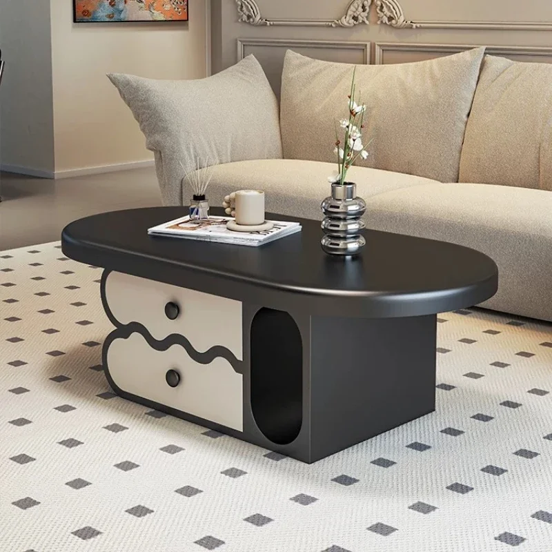 Couch Black Coffee Table Living Room Modern Storage Oval Coffee Tables Apartment Space Saving Couchtisch Nordic Furniture