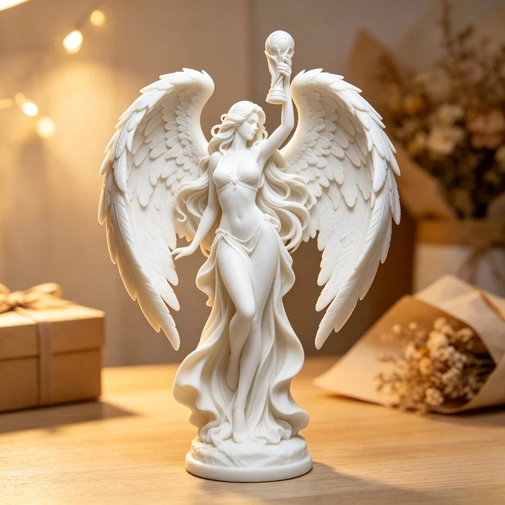 Sculpture de la déesse de la victoire tenant un trophée, grande figurine d'ange ailé, modèle de décoration de table, cadeau de collection pour les passionnés de football