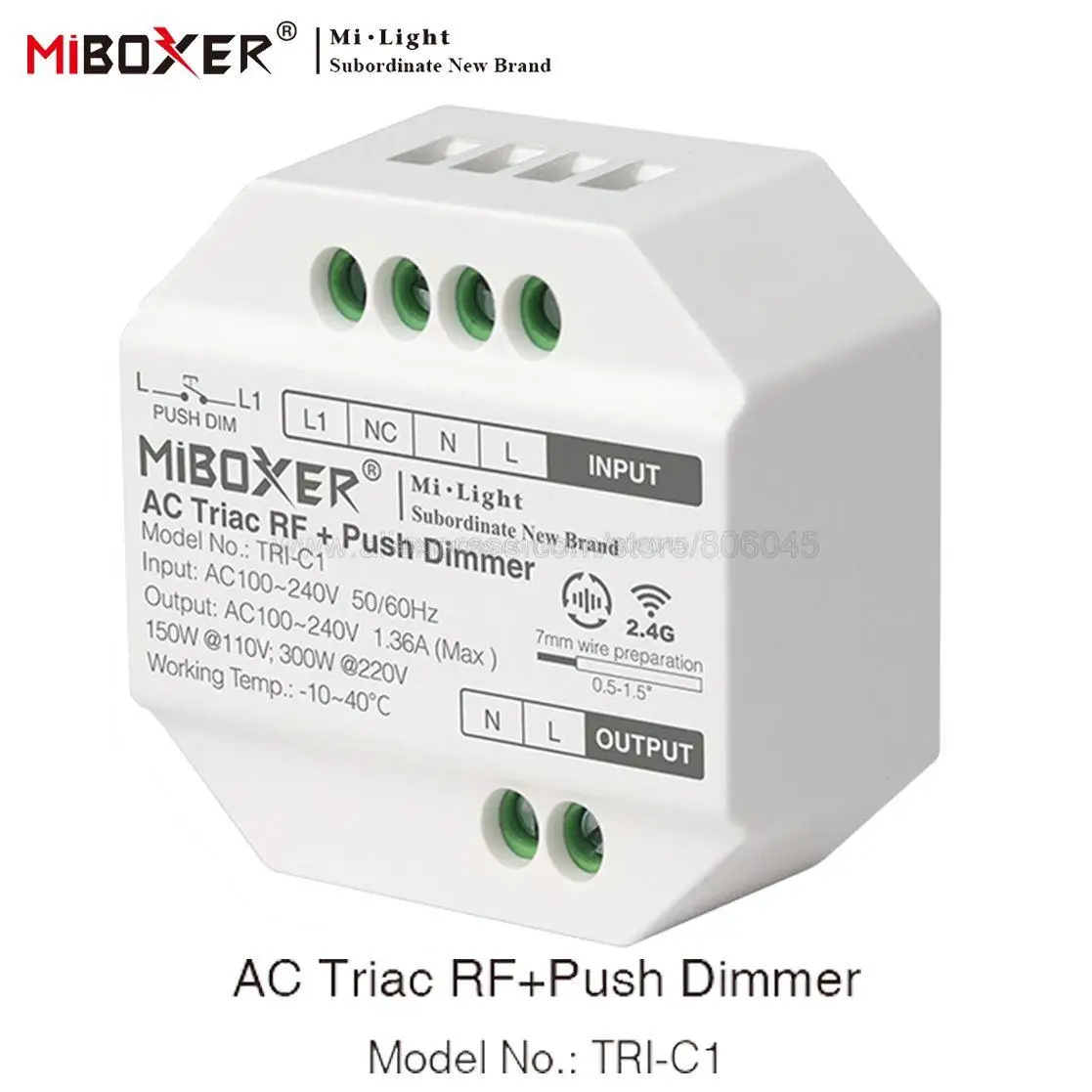 

Miboxer TRI-C1 110V 220V AC Triac RF + Push Dimmer wireless Push dimming K1 Rotating switch Panel Remote For single color Light