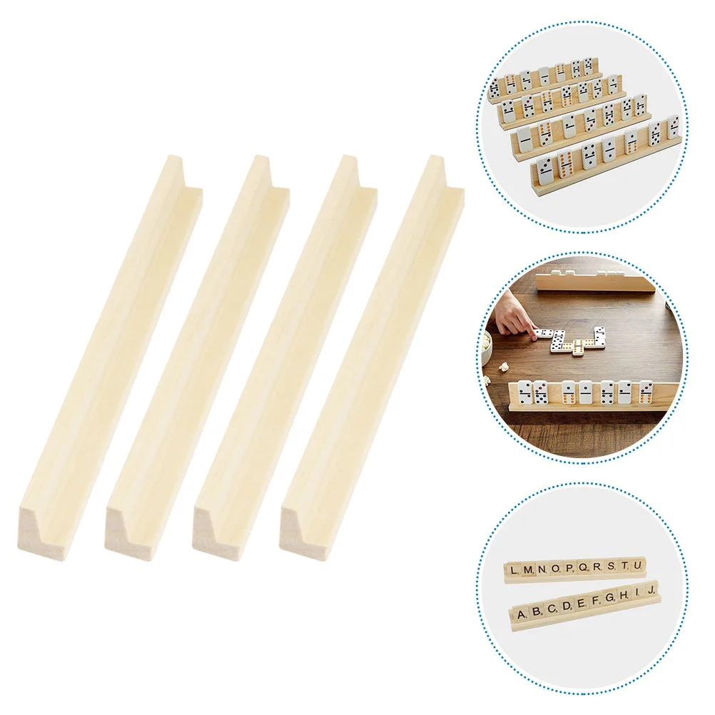 4 Pcs Base Dominoes Displaying Stand Wooden Card Holder Racks Trays DIY Holders Home Decor Desktop Accessory Bases