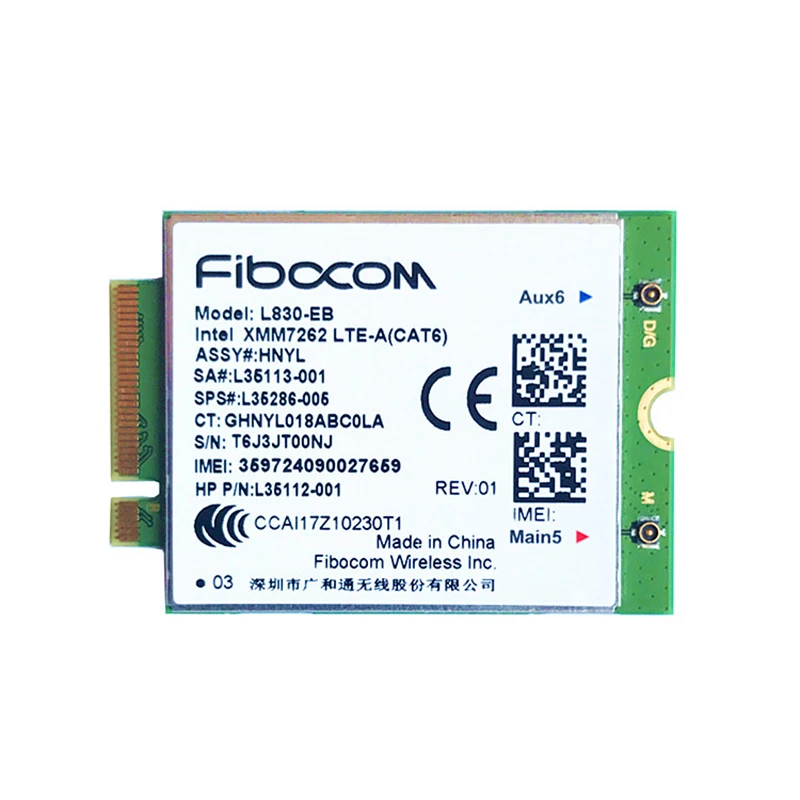 

Fibocom L830-EB 4G LTE L830 Card For HP L35286-005 Intel XMM 7262 LTE Module Cat6 300Mbps for 640 650 G5 840 846 850 G6 X360 830