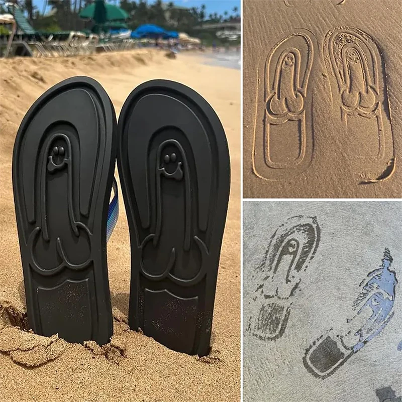 Sandalias de espiga de playa de parodia creativa de suela gruesa para hombre, regalo divertido novedoso