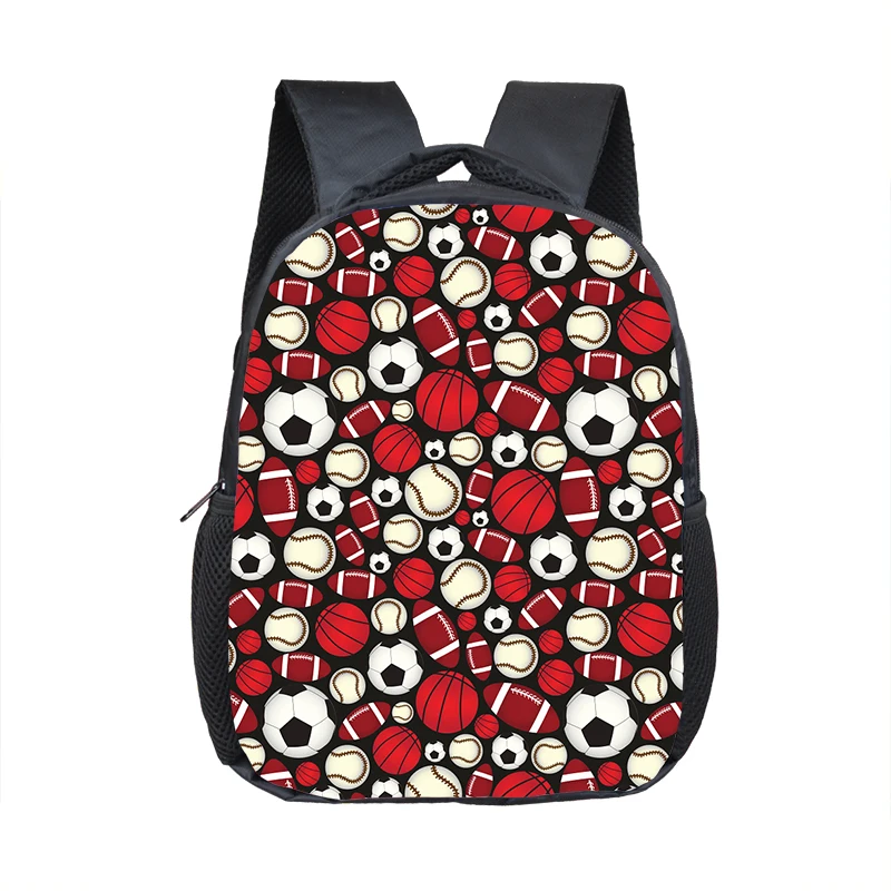 Soccerly Footbally / Volleyball / Basketball Baseball Print Backpack for 2-4 Children Schoolbags Kindergarten Toddler Book Bag