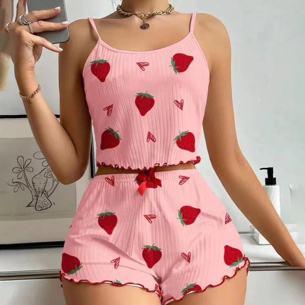 

Fashion Shorts Printed Pajamas Home Wear All Seasons Applicable Gender Female Casual Wear Comfortable Sleepwear
