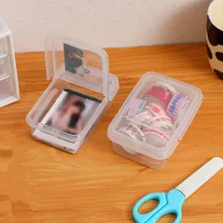 Transparent Idol Photocard Storage Box Plastic Small Stationery Desktop Classification Organizer Flip Lip Card Holder Box INS