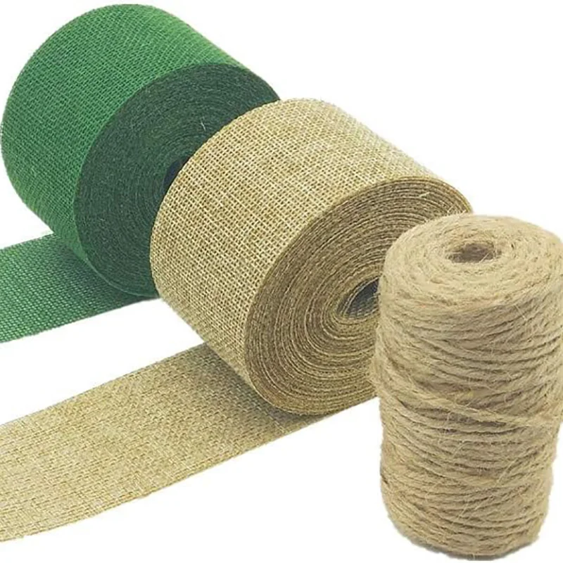 Rouleau de Ruban Filaire en Toile de Jute Coloré de 5cm de Large, Tissage pour Bricolage, Artisanat, Emballage Cadeau, Décoration de Noël, 10