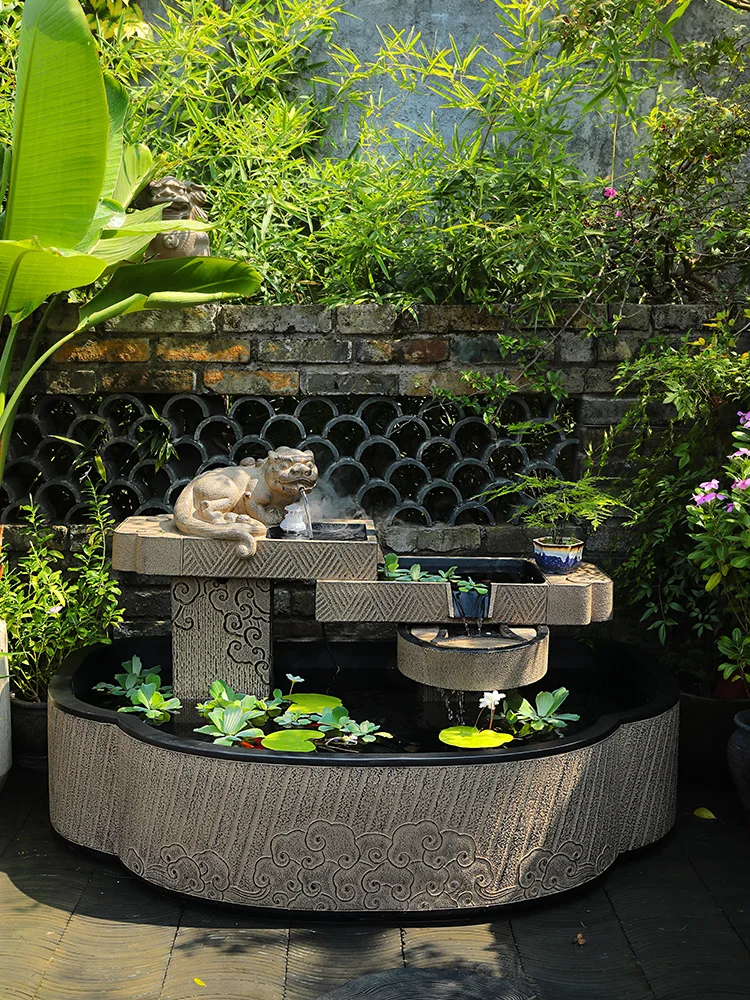 Courtyard Garden Flowing Fish Pool Outdoor Terrace Circulating Water Ornament