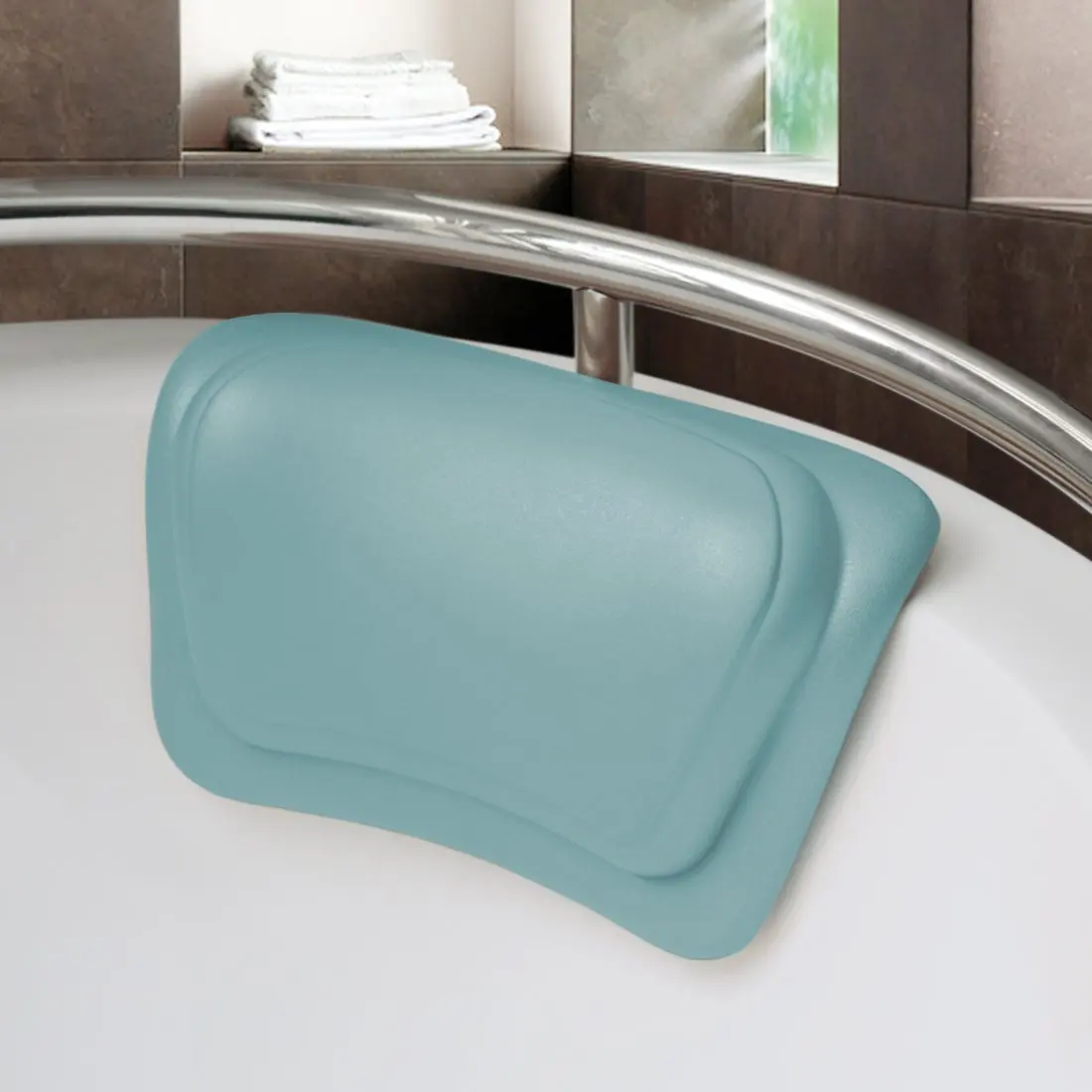 Cuscino antiscivolo in PU per uso domestico hotel SPA cuscino per vasca da bagno cuscino per collo impermeabile ventosa in silicone accessori per