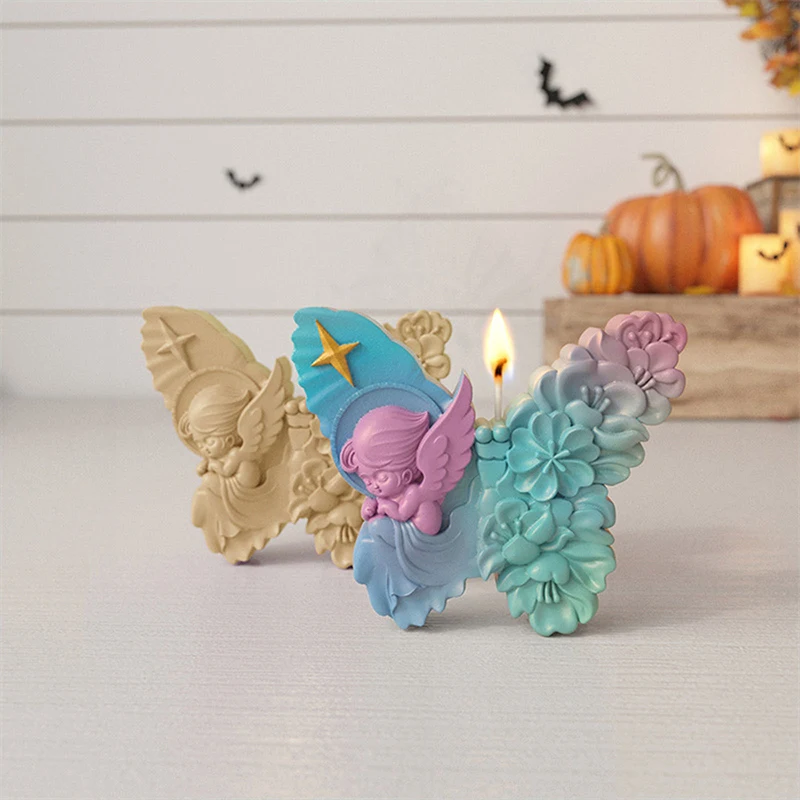 3D Skull Snake Butterfly Silicone Mold DIY Variation Butterfly Skull Candle Soap Plaster Craft Resin Molds Halloween Decoration