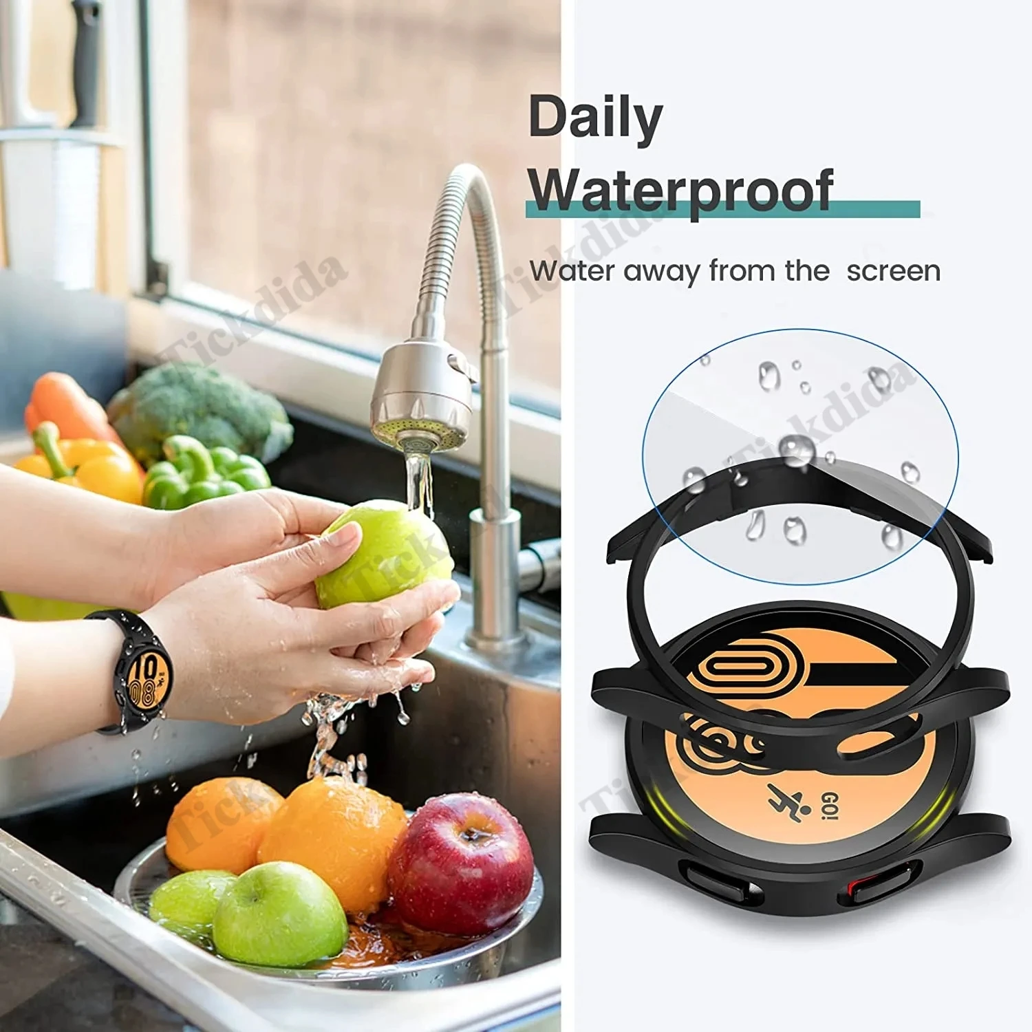 삼성 갤럭시 워치 7 울트라용 유리 및 케이스, 47mm 방수 PC 범퍼 커버 및 스크린 보호대, 갤럭시 워치 울트라용 액세서리