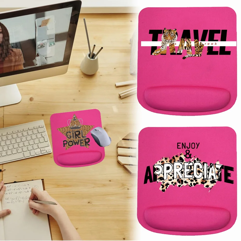 Mice Mat Soft Mousepad Square Mouse Mat Anti-Slip for Gel Wrist Support Wristband Mouse Mat Pad for Leopard Pattern